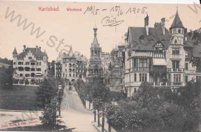  - Karlovy Vary, Karlsbad, částečný záběr města, Westend, vilová čtvrť, DA