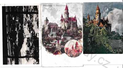  - 3x Bouzov Olomouc Olomütz, hrad, barevná, DA
