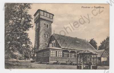 - Čerchov (Domažlice), Pasovského chýše, Kurzova věž, rozhledna, celkový pohled