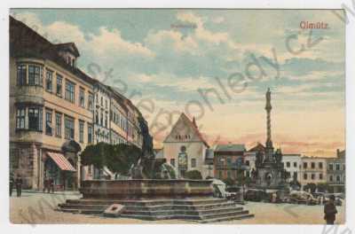  - Olomouc (Olmütz), kolorovaná, náměstí, kašna, morový sloup