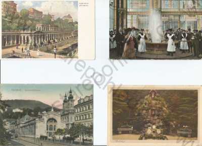  - 4x Karlovy Vary, kolonáda, vřídlo, kaplička v lese