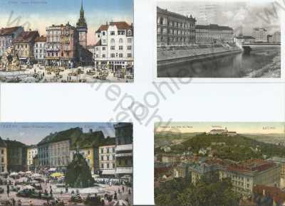  - 4x Brno, náměstí, Špilberk, partie u vody, obchody