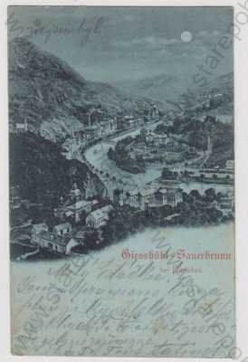 - Kyselka (Gieshübl Sauerbrunn) - Karlovy Vary, celkový pohled, mondschein, DA
