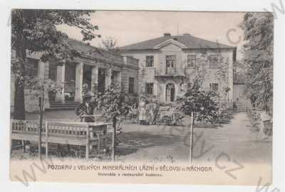  - Lázně Běloves (Náchod), restaurace, kolonáda, žena