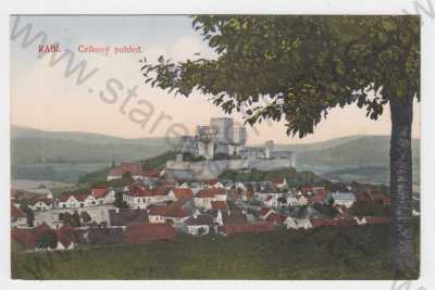  - Rábí (Klatovy), kolorovaná, hrad, podhradí, celkový pohled