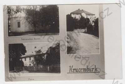  - Krucemburk (Havlíčkův Brod), městys, koláž, kostel, fara, škola