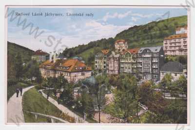  - Jáchymov (Karlovy Vary), radiové lázně Jáchymov, lázeňské sady, kolorovaná, pohled na město z výšky