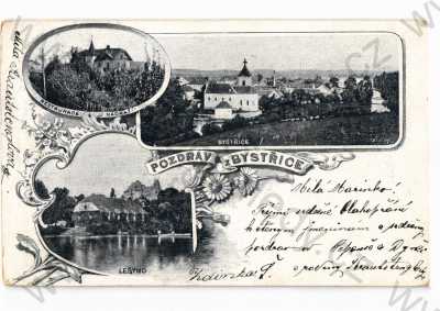  - Bystřice, Benešov, celkový pohled, restaurace, Leštno, DA, koláž, více záběrů
