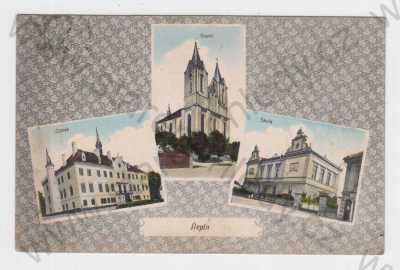  - Řepín (Mělník), koláž, kolorovaná, zámek, kostel, škola