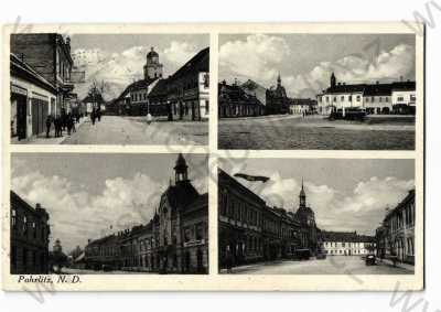  - Pohořelice, více záběrů, pohled ulicí, náměstí, automobil