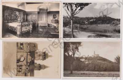  - 4x Bouzov (Olomouc), hrad, interiér, pohled na město, 3x Grafo Čuda Holice