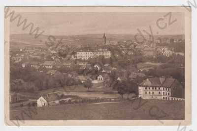  - Bílovec (Wagstadt), Nový Jičín, celkový pohled, pohled na město z výšky, zámek