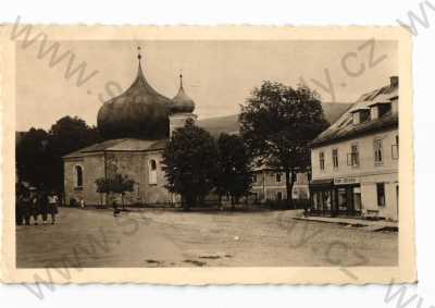  - Železná Ruda, Šumava, Klatovy, ROTOGRAFIE, částečný záběr města, obchod