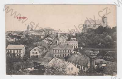  - Turnov (Semily), částečný záběr města, pohled na město z výšky, kostel