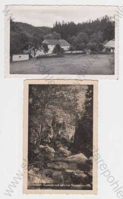  - 2x Chotěboř(Havlíčkův Brod), rodiště Ignáta Hermanna, Fototypia-Vyškov, Soutěska nad korytem Doubravka, Foto-fon
