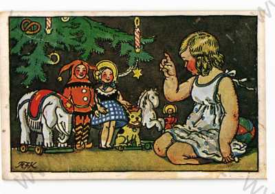  - Veselé Vánoce, Marie Fischerová-Kvěchová, dítě, hračky