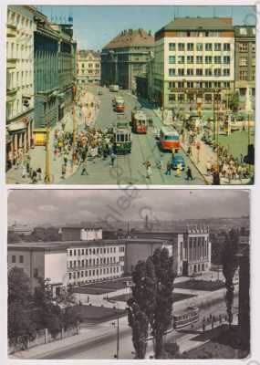  - 4x Ostrava, Náměstí Vítězného února, Dimitrova třída, Dům kultury pracujících, Hrabůvka, Sídliště Fifejdy, Módní dům Ostravica, Pomník osvoboditelů, Jiráskovo náměstí, Náměstí Lidových milicí, tramvaj, automobil, autobus, velký formát - Orbis, Pressfoto a Pravda