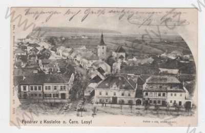  - Kostelec nad Černými lesy (Kolín), částečný záběr města, pohled na město z výšky, DA