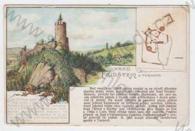  - Frýdštejn u Malé Skály (Jablonec nad Nisou), koláž, zřícenina hradu, mapa, text