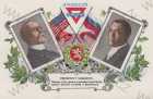  - Propaganda, Čechy, 14 ks, vlajky, prezident T.G. Masaryk, portréty žen a mužů v krojích, barevné
