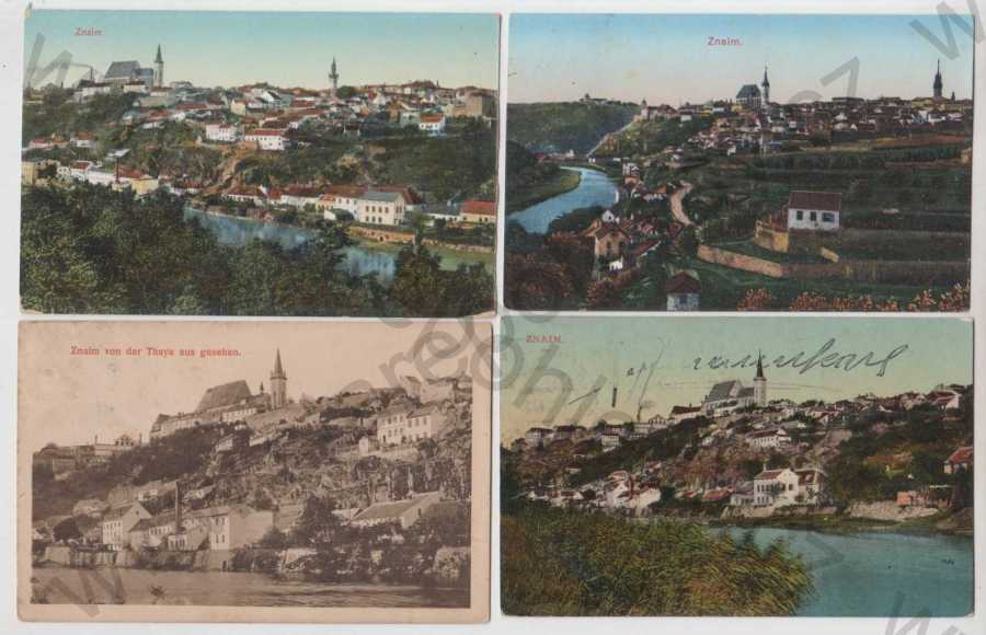  - 10x Znojmo (Znaim), partie, Rabesntein, škola, kostel, část města, hrad, celkový pohled, klášter