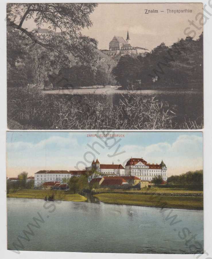  - 10x Znojmo (Znaim), partie, Rabesntein, škola, kostel, část města, hrad, celkový pohled, klášter