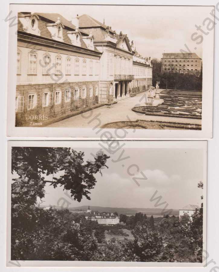  - 5x Dobříš (Příbram), zámek, 1x pohled z letadla, hrad Vargač