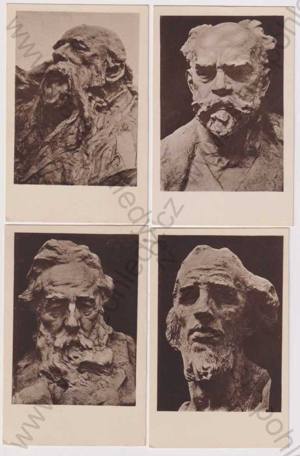  - 10x Lad. Šaloun, portréty a studie hlav - Jaroslav Vrchlický, Ant. Dvořák, Svatopluk Čech, Mistr Jan Hus, Resignace, Kontemplace, Koncentrace, Písmák