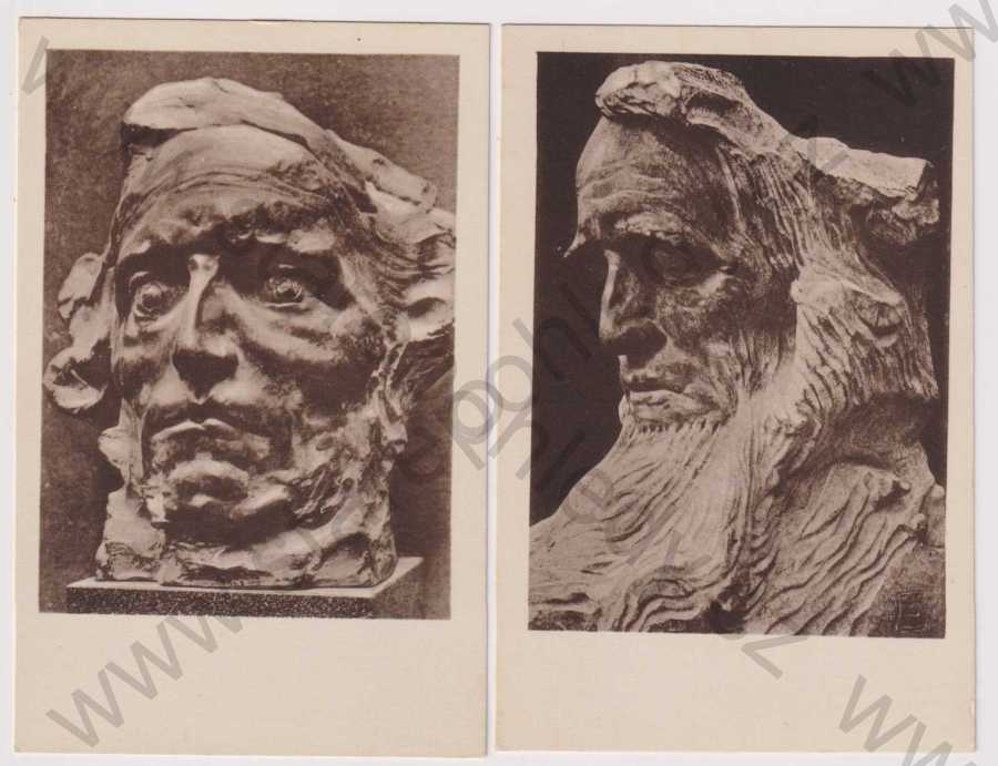  - 10x Lad. Šaloun, portréty a studie hlav - Jaroslav Vrchlický, Ant. Dvořák, Svatopluk Čech, Mistr Jan Hus, Resignace, Kontemplace, Koncentrace, Písmák